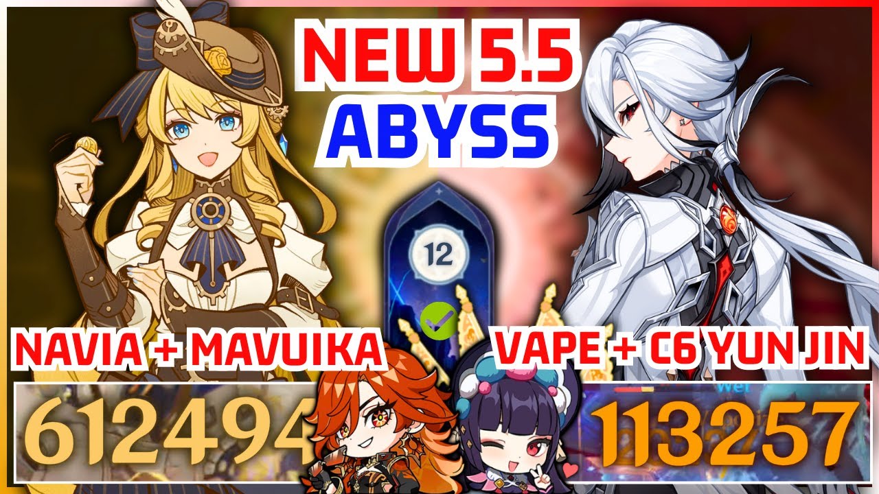 C0 Navia Hypercarry + Mavuika & C0 Arlecchino Vape | NEW Spiral Abyss 5.5 Floor 12 | Genshin MOBILE