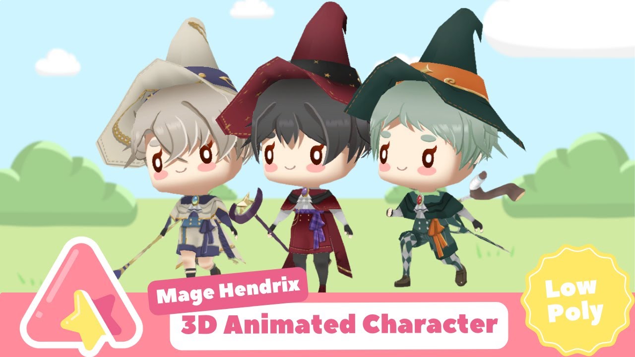 [UNITY ASSETS] 3D Chibi Mage Hendrix | Animated Low-Poly Game Character|