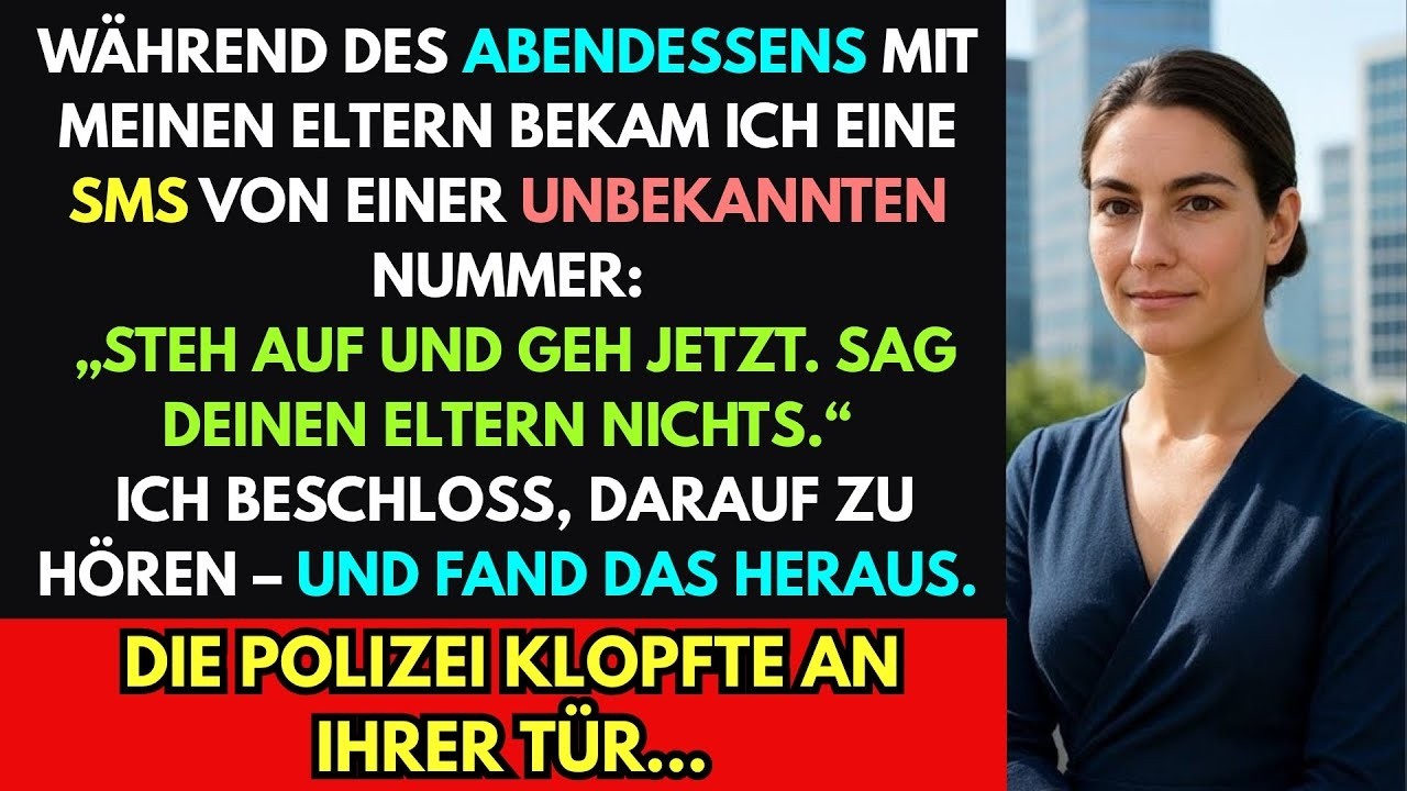 Beim Abendessen mit meinen Eltern bekam ich eine Nachricht  ‚STEH AUF UND GEH  Sag nichts ‘