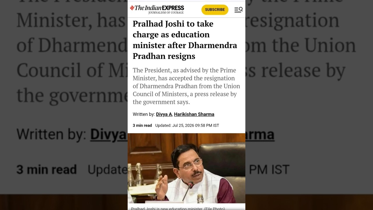 Breaking-Pralhad Joshi Appointed New Education Minister #shorts #pralhadjoshi #educationminister #yt