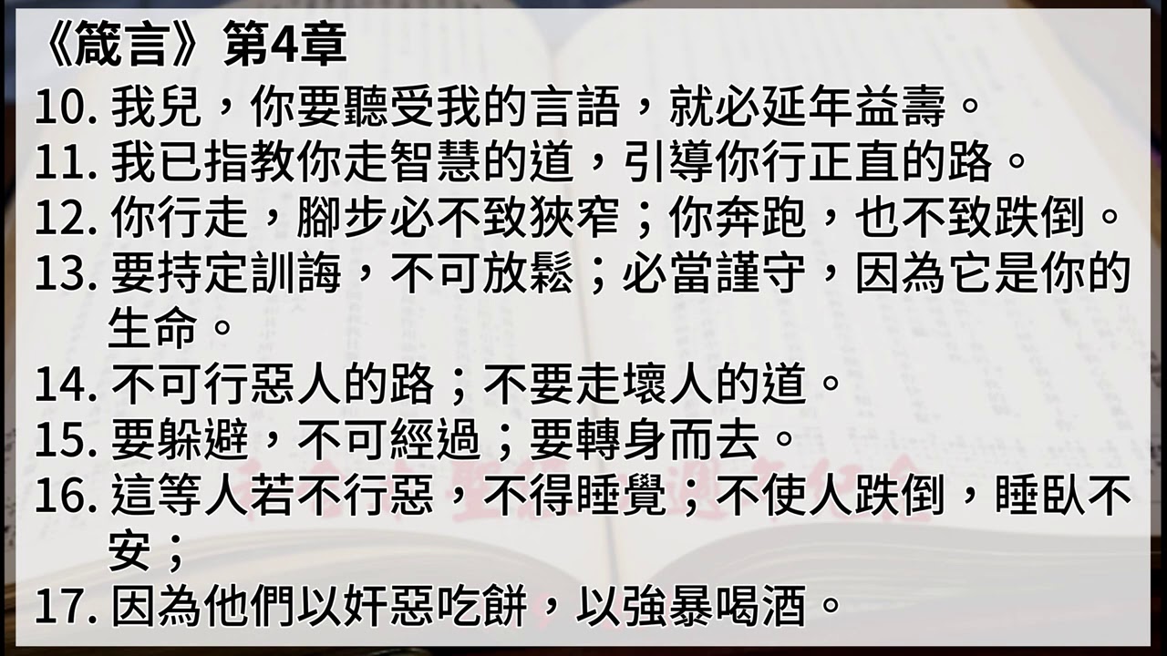 #20 【箴言】【有聲聖經字幕版】中文和合本聖經100週年紀念