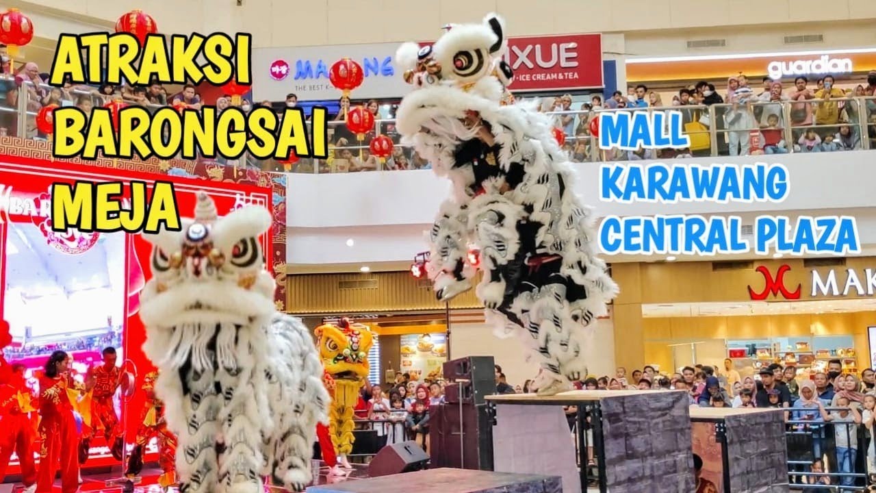 Atraksi Barongsai di Mall KCP | Barongsai Meja White Lion Dance‼️Penonton Rame Banget
