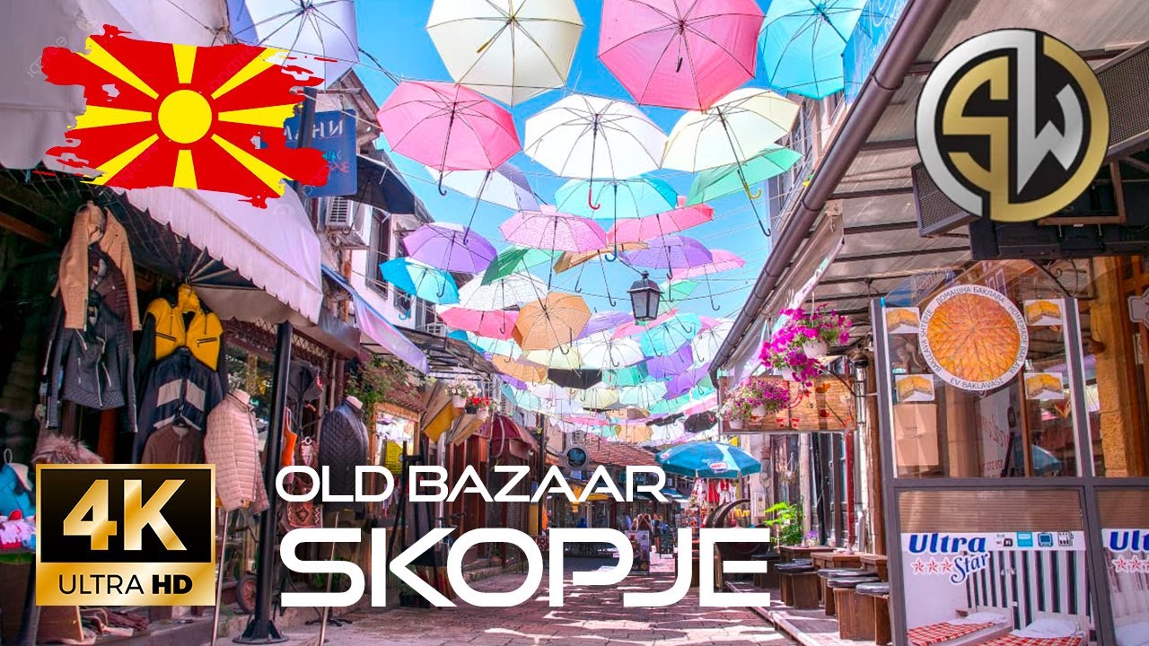 [4K] Morning walk in the alleys 🏫 of the Old Bazaar 💍 in Skopje, North Macedonia 🇲🇰
