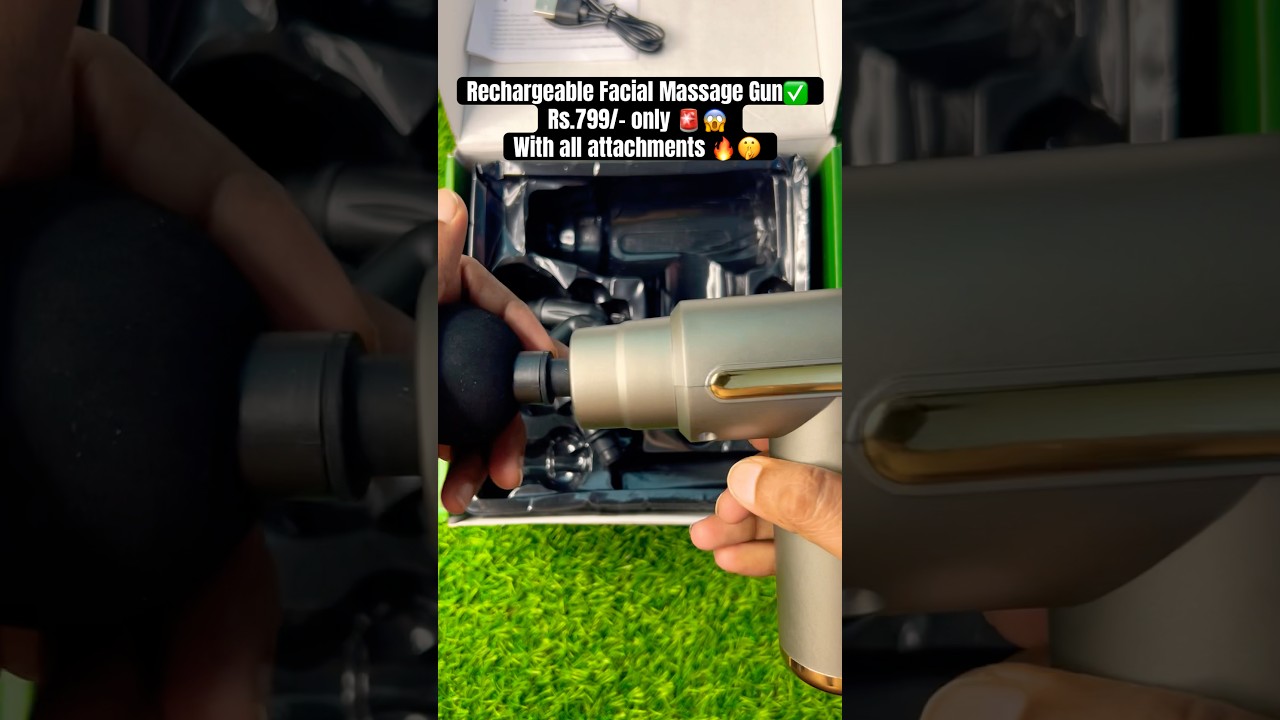 Rechargeable Facial Massager Gun✅Rs.799/- only🚨😱With all attachments🔥🤫 #pain #relief  #gun