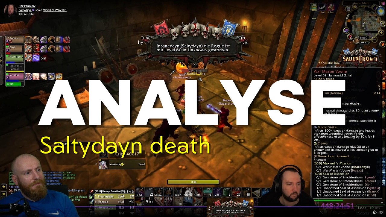 Saltydayn death Analyse bei War Master Voone | FalganWoW reagiert auf Sauercrowd HC death