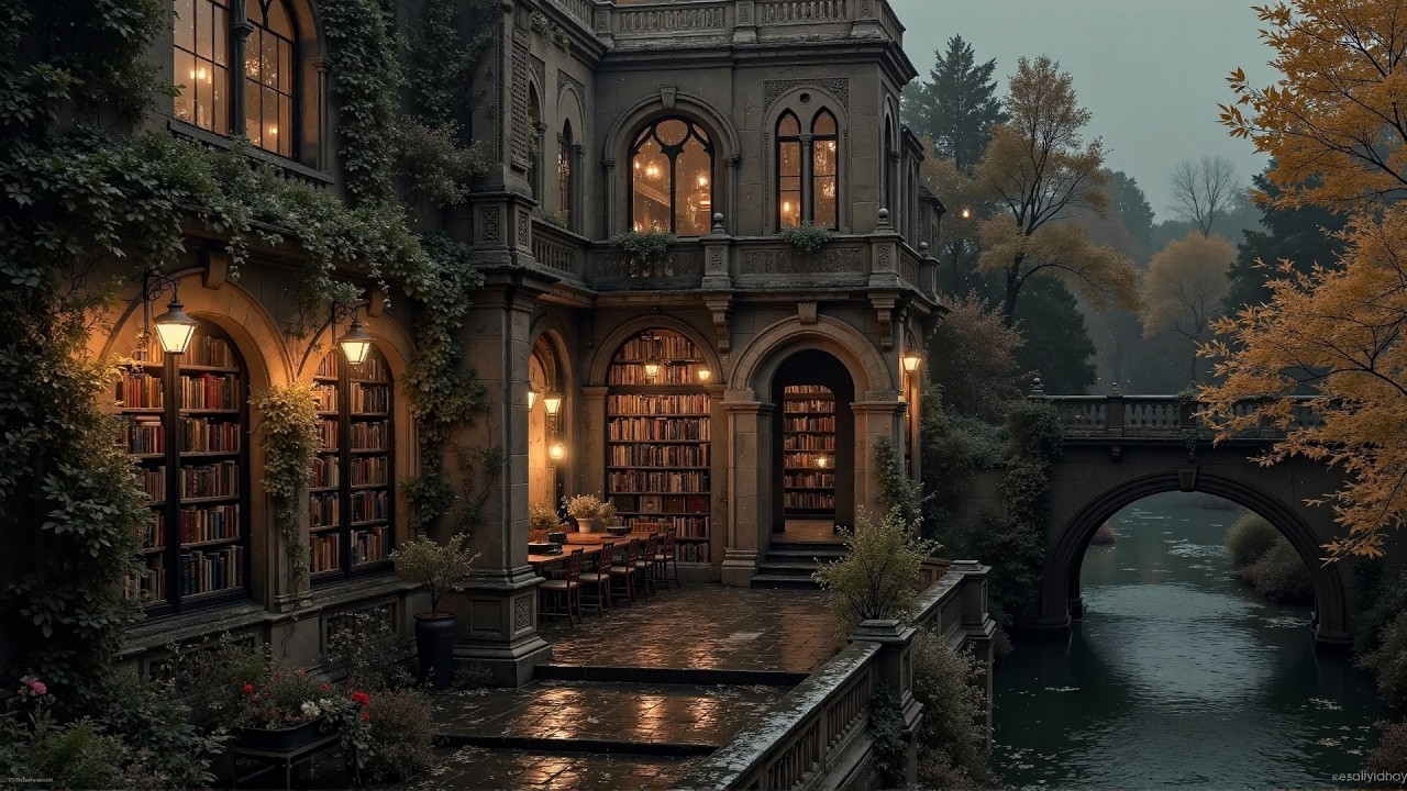 Solitary Piano in Persistent Rain | Gothic Spring with Melancholic Piano and Dark Academia Playlist