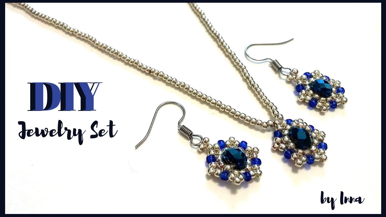 Beaded jewelry set. DIY jewelry set.