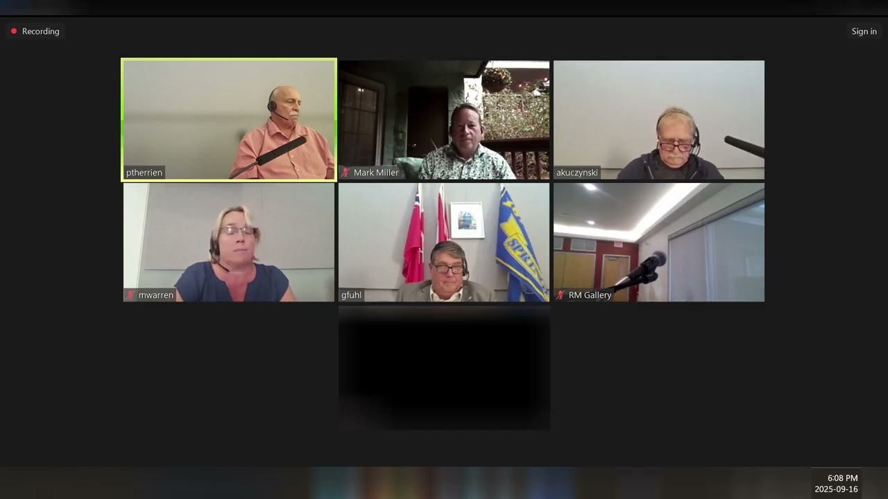 RM of Springfield Council Meeting September 16, 2025 (Zoom Footage)