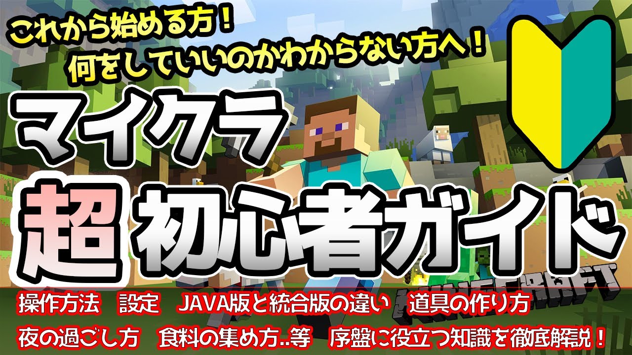マイクラ超初心者向けサバイバル講座！設定から序盤にやること、進め方を簡単解説！【マインクラフト】Minecraft 【PC/PS4/Xbox/スイッチ/Switch/スマホ/PE/】