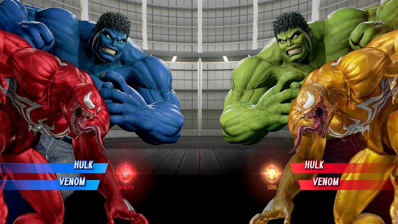 Синий Халк и Красный Веном против Жёлтого Венома и Зелёного Халка &mdash; Marvel vs Capcom Infinite | 4K