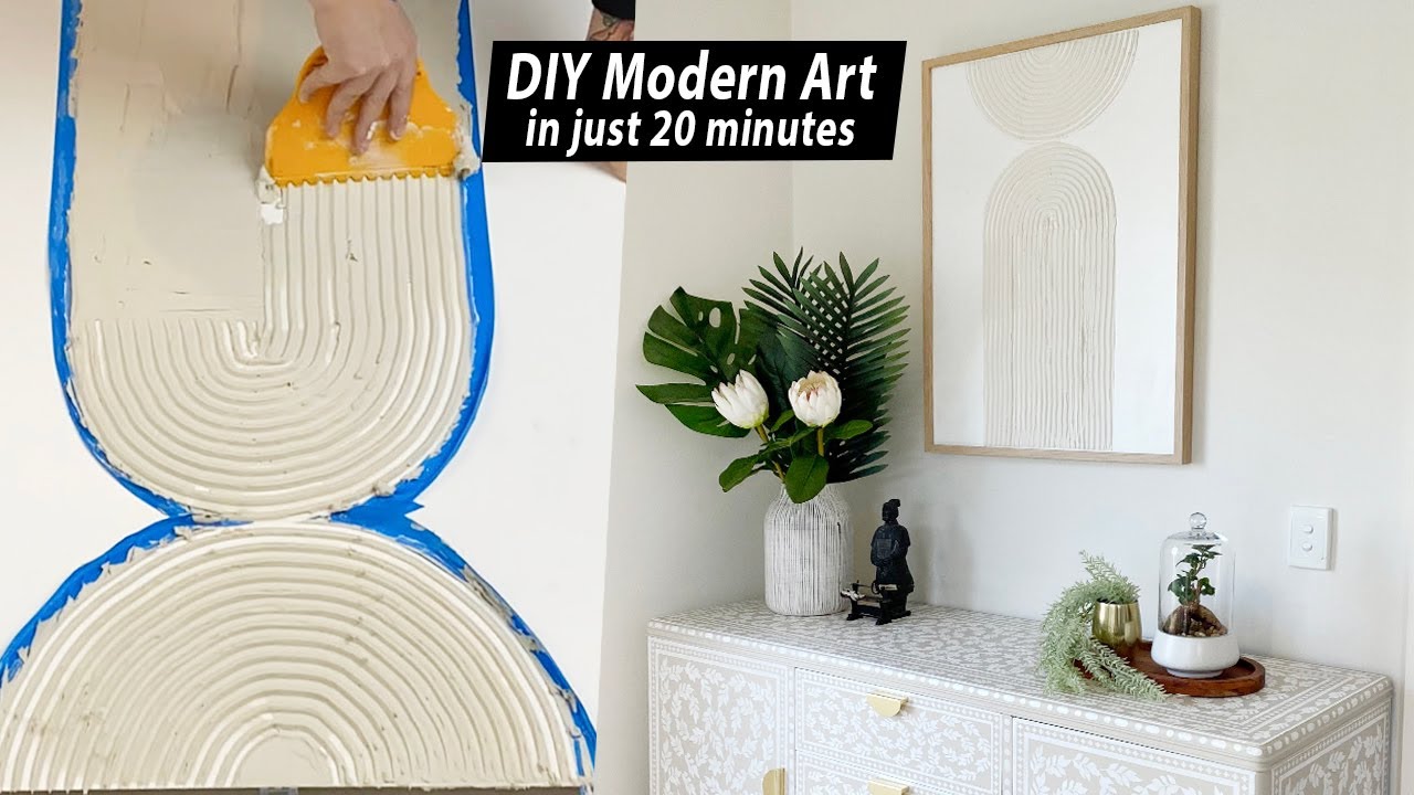 Easy Wall Art in 20 minutes - DIY Joint Compound Artwork