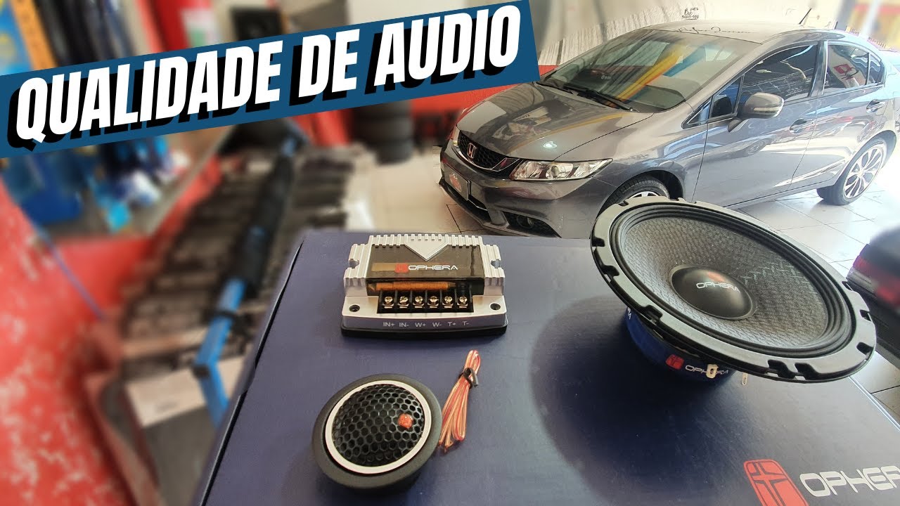 INSTALAÇÃO SOM CIVIC QUALIDADE INTERNA/ KIT 2 VIAS OPHERA PHANTOM OP90 /  MODULO FALCON / SUB FALCON