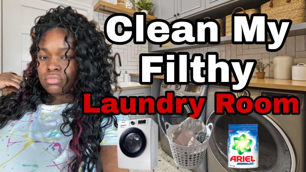 Come clean my filthy laundry room with me 🧺🧹🧽