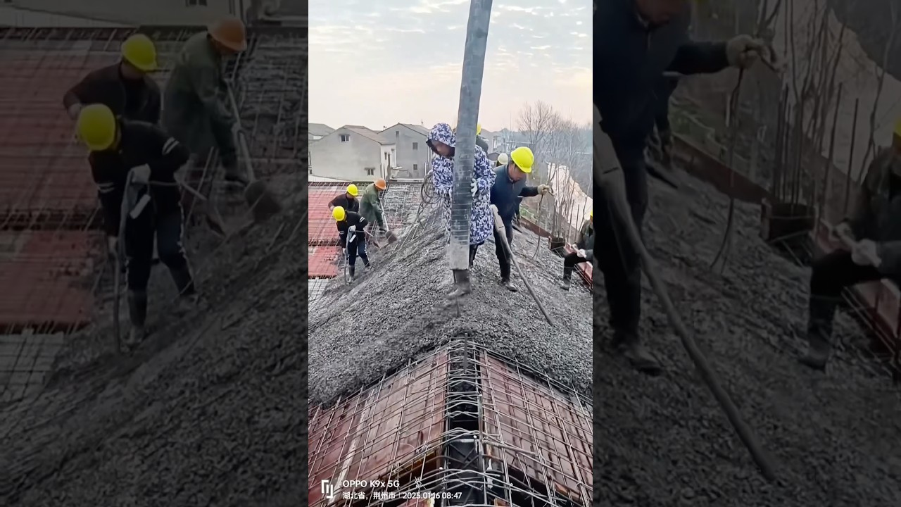 Inclined roof concrete pouring: Enhances the structural stability and durability of the roof