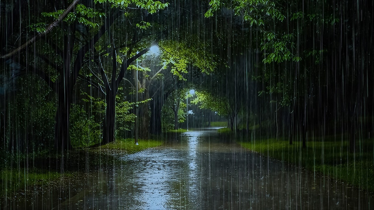 Relieve Stress and Sleep Instantly with Forest Rain | ASMR Rain on Night Road to Cure Insomnia