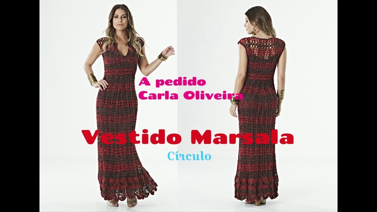 VESTIDO MARSALA EM CROCHÊ DA CÍRCULO PASSO A PASSO PARTE 1/3 A PEDIDO