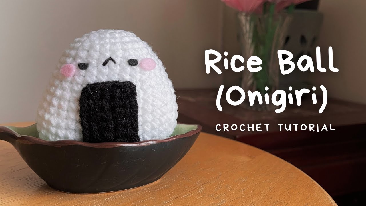 How to Crochet a Grumpy Rice Ball (Onigiri) | Beginner Friendly, Use Up Scrap Yarn!