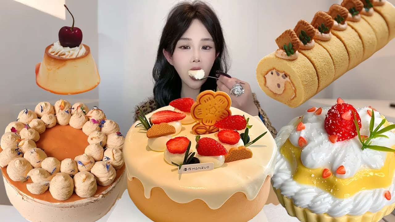 Asmr🍰Eating Thai Milk Flowing  Crepe Cake🍰 (Soft And Waxy Sound) 크림丨먹방丨Mukbang丨Satisfying丨Eatings