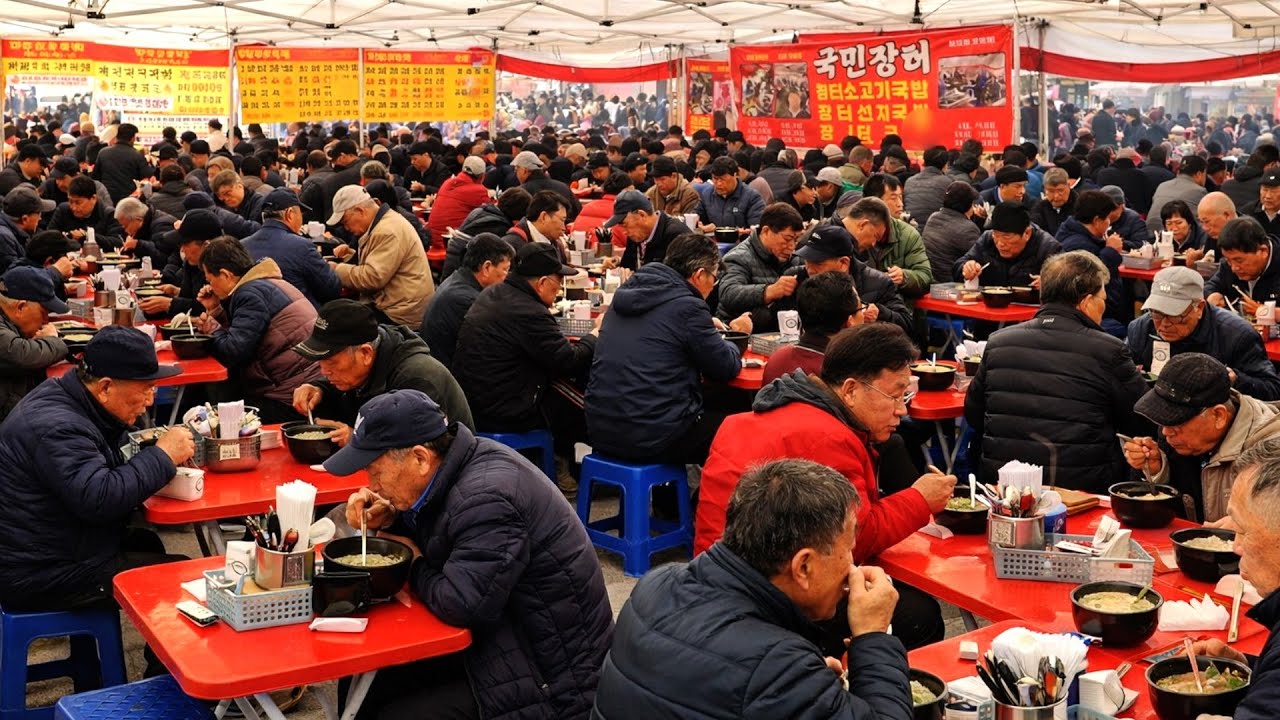 오일장 손님 미어터지는 국밥집의 충격적인 위생상태 ㄷㄷ Korean street food