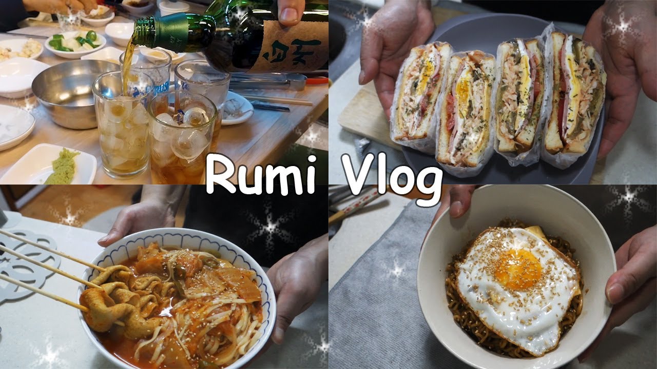 [Vlog] 🎉루미야~~ 퇴사 축하해!!🎉출근전 샌드위치 만들고 회식도 달려보자!!🍻 / 김치어묵칼국수🍜,꼬꼬면🐓,스팸땡초김밥,샌드위치,야키토리,서울맛집,우설,짜장밥,짜계치,해장술