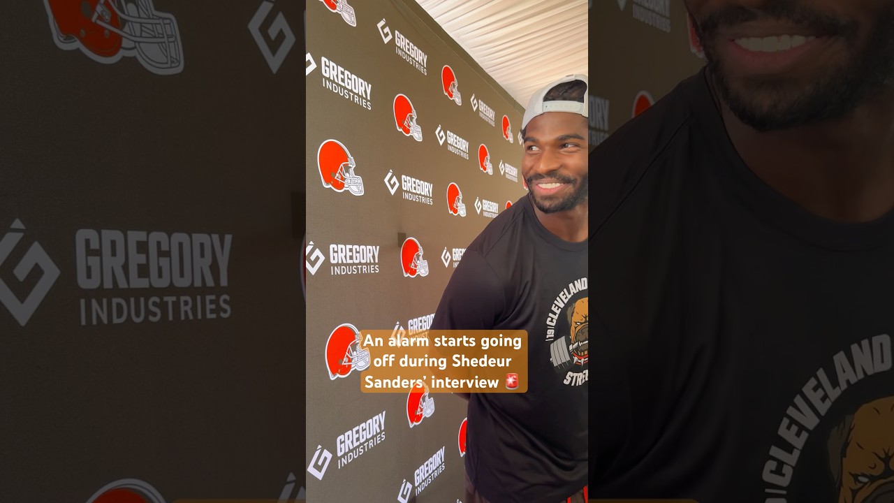 Shedeur Sanders was taking an errant alarm during his interview at #Browns training camp in stride