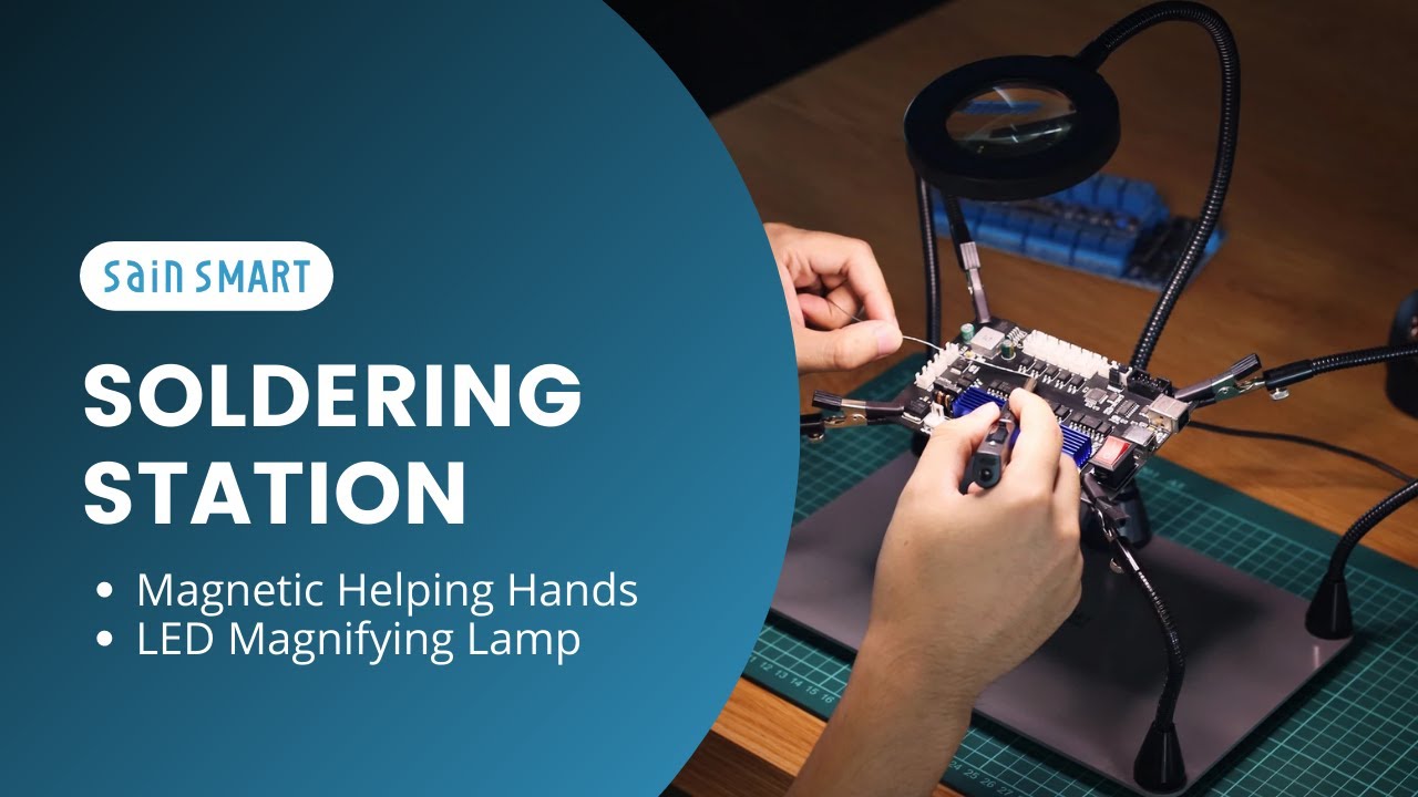 Magnetic Helping Hands Soldering Station with LED Magnifying Lamp | SainSmart
