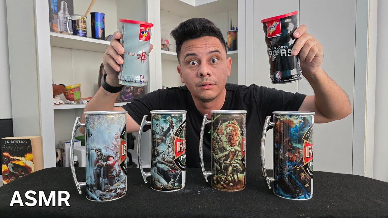 ASMR Coleção de Canecas Recicladas | Sons Relaxantes de Metal e Água para Desestressar #asmr