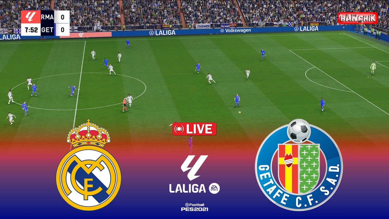 🔴LIVE : Real Madrid vs Getafe - La Liga 2025/26 en vivo | Pes 21 Simulation Gameplay