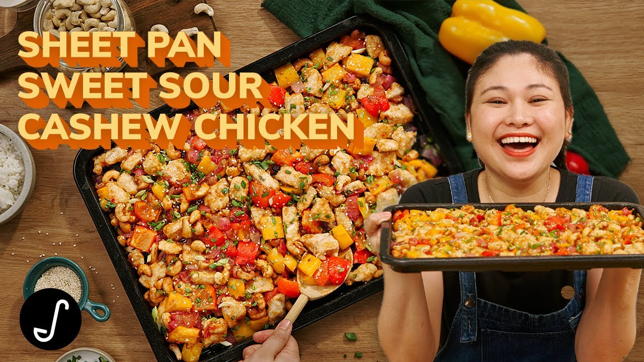 Asian-Inspired Dinner: Sheet Pan Sweet Sour Cashew Chicken Recipe