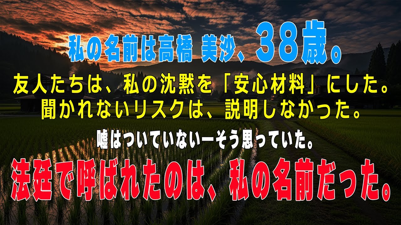 私は儲け話のために友人を騙し、最後に訴えられた