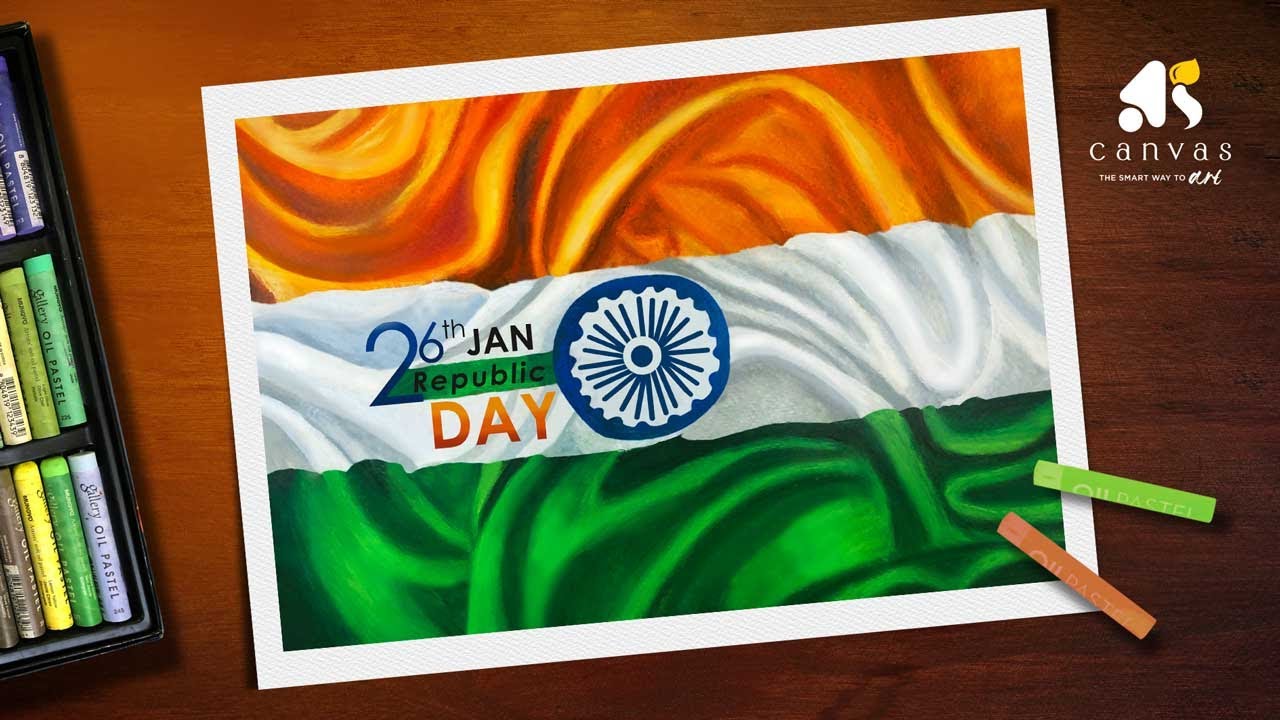 Republic Day Drawing Easy / Republic Day Drawing with Oil Pastel / Indian Flag Drawing