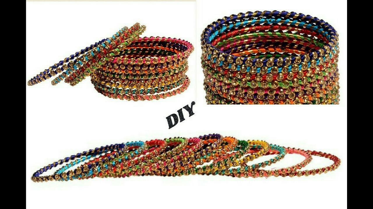 Colourful thin bangles - Making with silk thread | jewellery tutorials