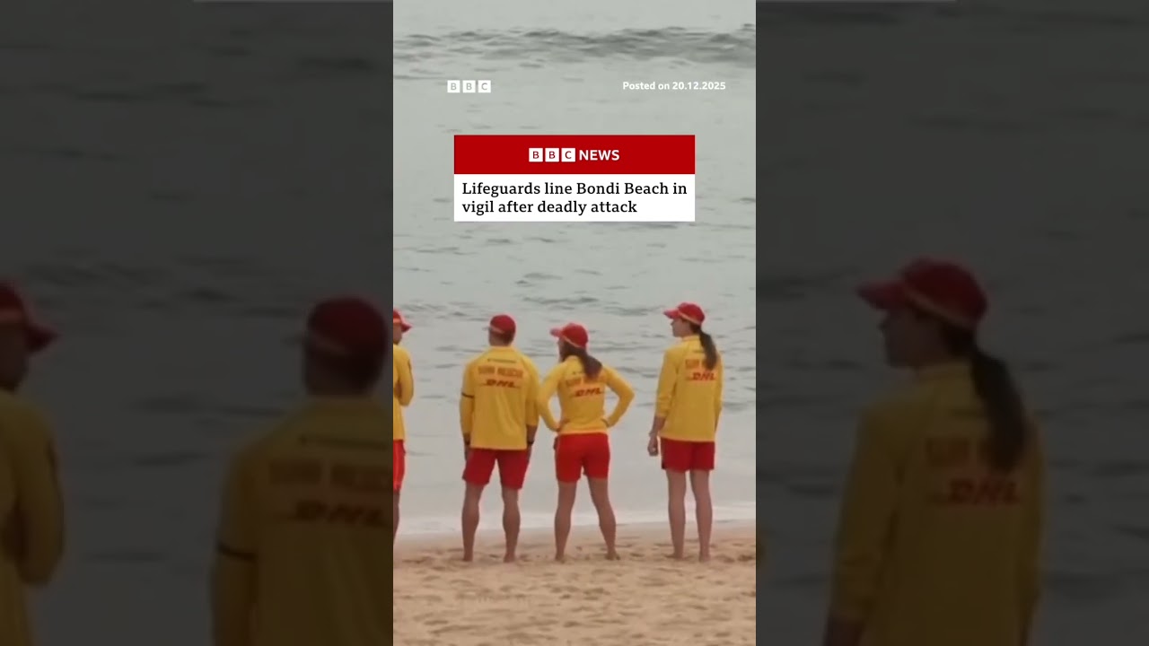 Lifeguards line Bondi Beach in vigil after deadly attack. #Bondi #BBCNews
