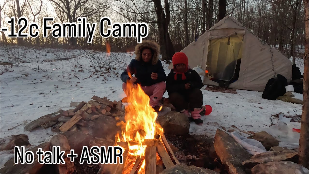 Snow Camping in –12°C | How We Survived + Thai Pad Krapao & Wood Stove ASMR