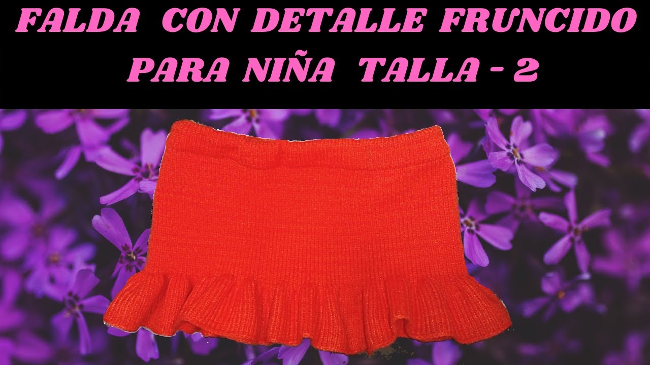Falda con detalle fruncido para niña  talla - 2
