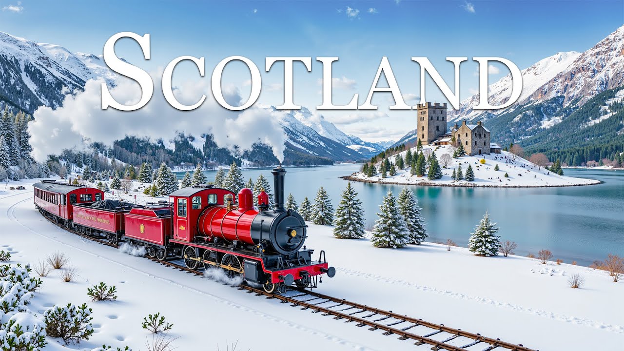 Scotland in Winter 4K  Snowy Highlands, Ancient Castles & Misty Landscapes