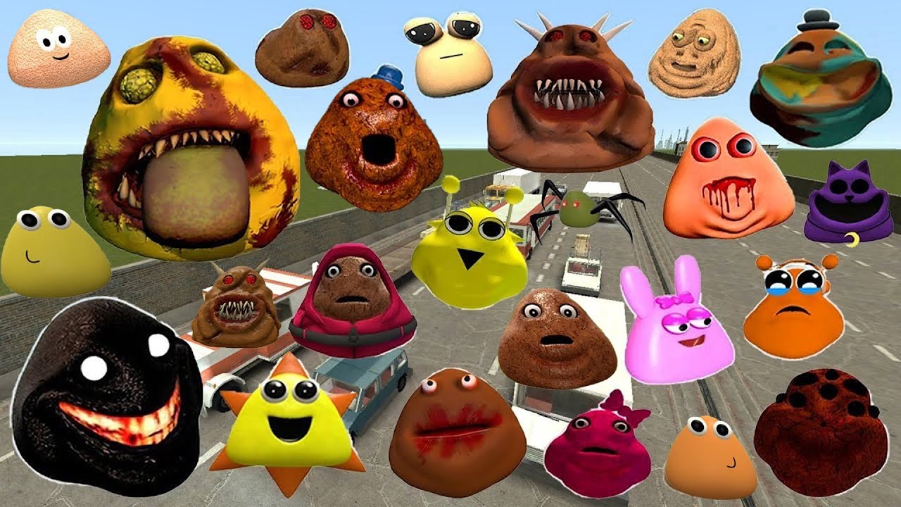DESTROY ALL NEW 3D POU BOU'S REVENGE & ITALIAN BRAINROT FAMILY in FREE WAY Garry's Mod