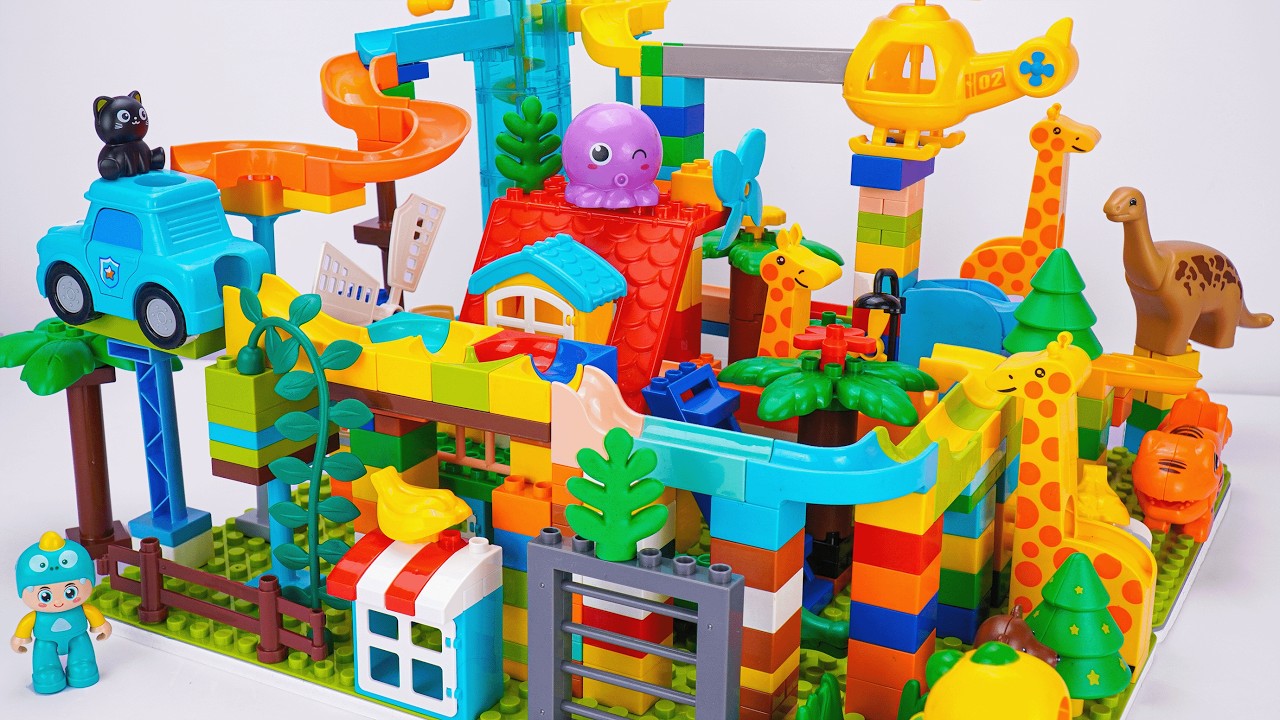 Ultra Satisfying LEGO Duplo Marble Run ASMR | Fire Truck, Police Car & Train Adventure