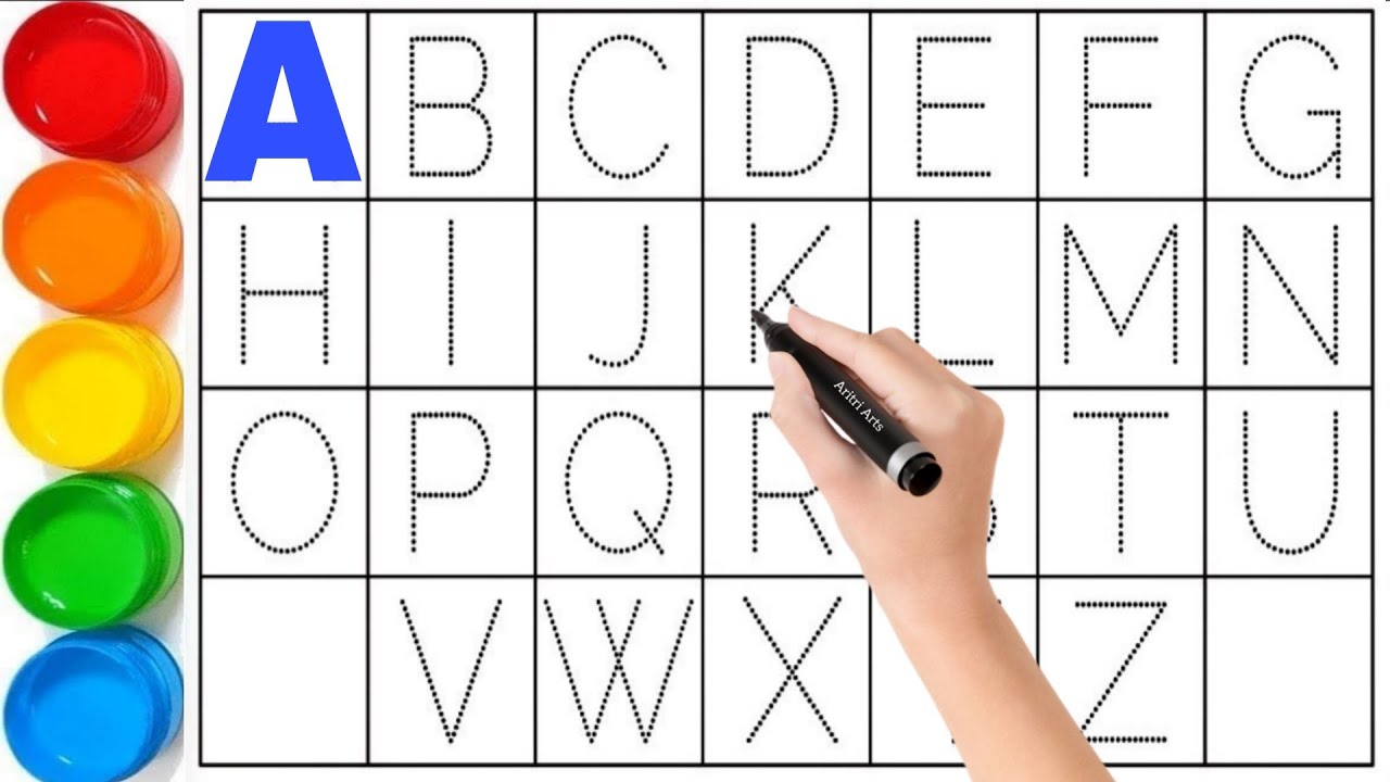Abcd, 123456789 // Alfabet writing and colouring // phonic sound // colour name learning 