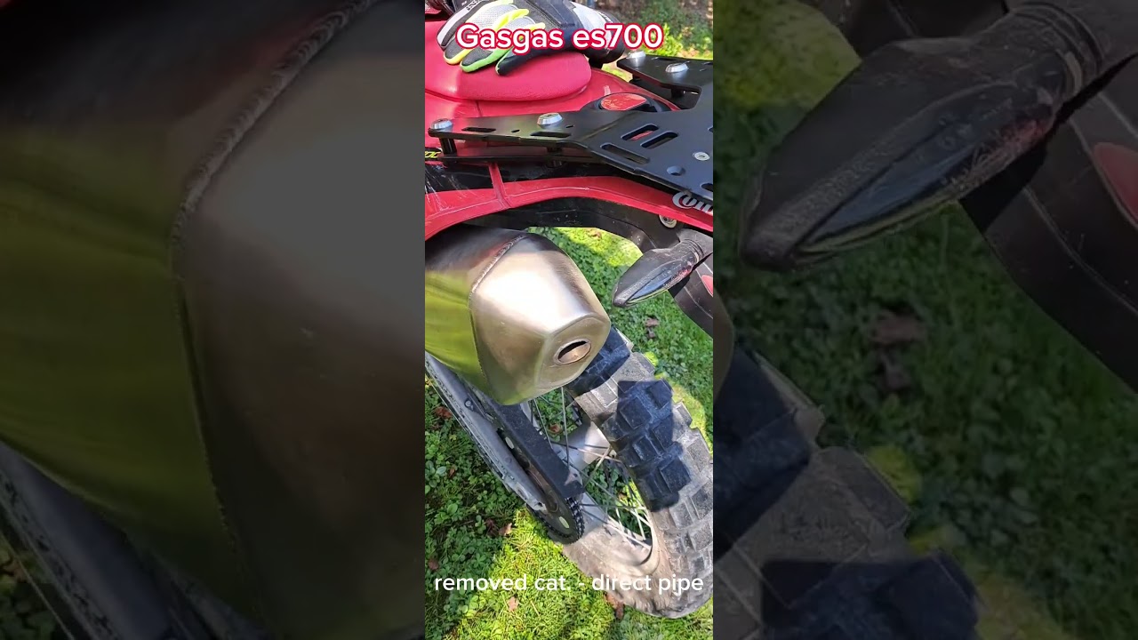 Gasgas es 700 stock exhaust removed catalytic converter and direct pipe. Comparison
