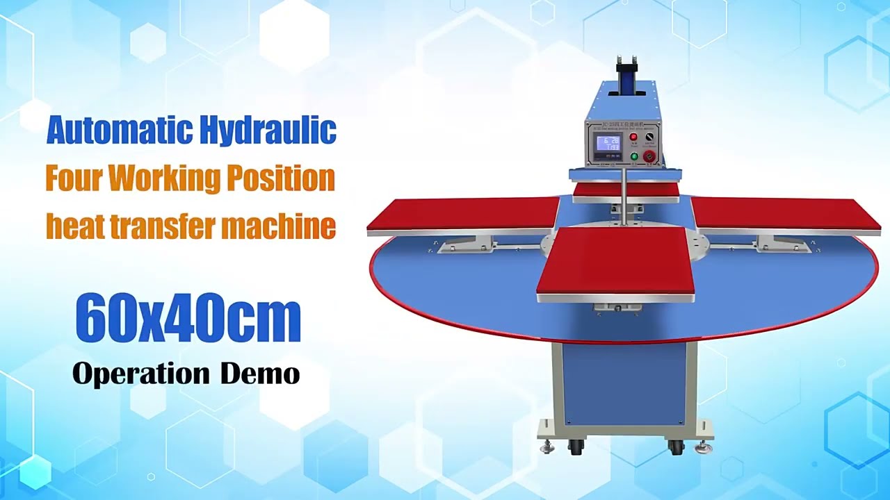 4 Station Carousel Hydraulic Cylinder Automatic Heat Press Machine 220/380V
