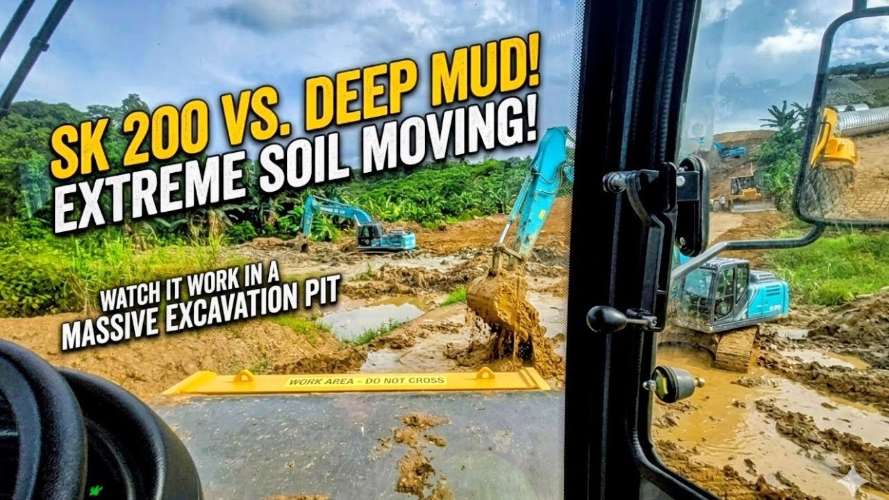 Can the exavator SK 200 Handle This? Deep Mud Excavation Challenge!