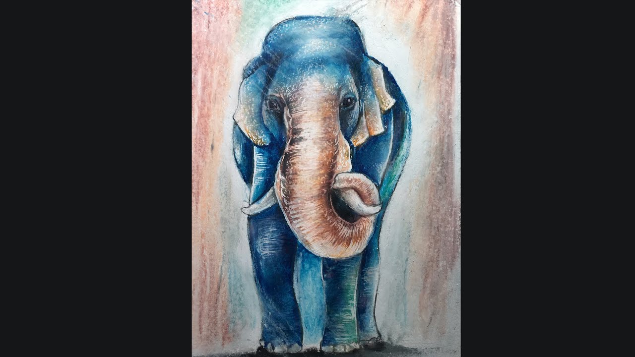 Elephant Drawing with Oil Pastel for Beginners | Oil Pastel Drawing for Beginners