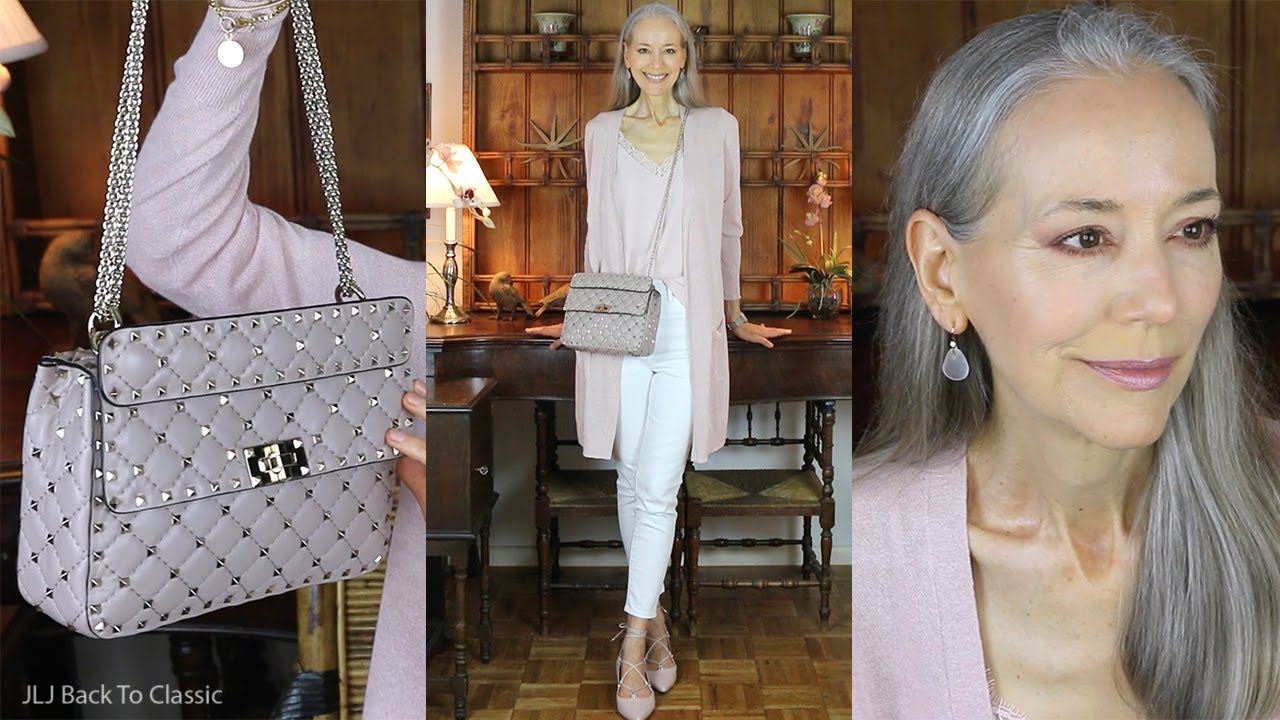 Что в моей сумке Valentino среднего размера Rockstud? Длинный кардиган, джинсы / Классическая мод...