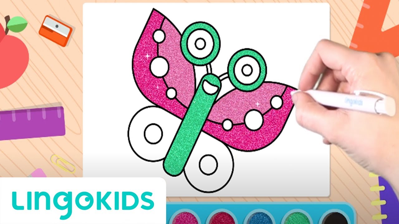 How to Draw a Butterfly 🦋 Glitter Drawing | Art for Kids | 🎨 LINGOCRAFT