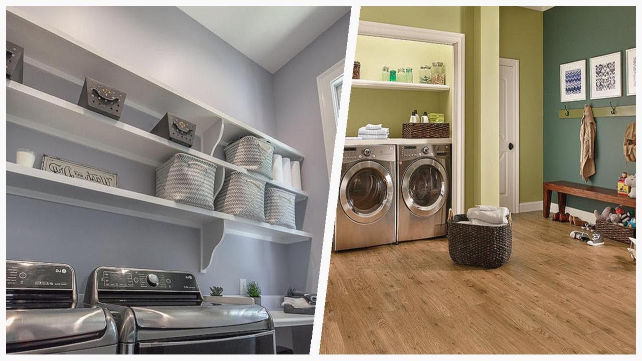 75 Medium Tone Wood Floor Laundry Room With Open Cabinets Design Ideas You'll Love 🔴