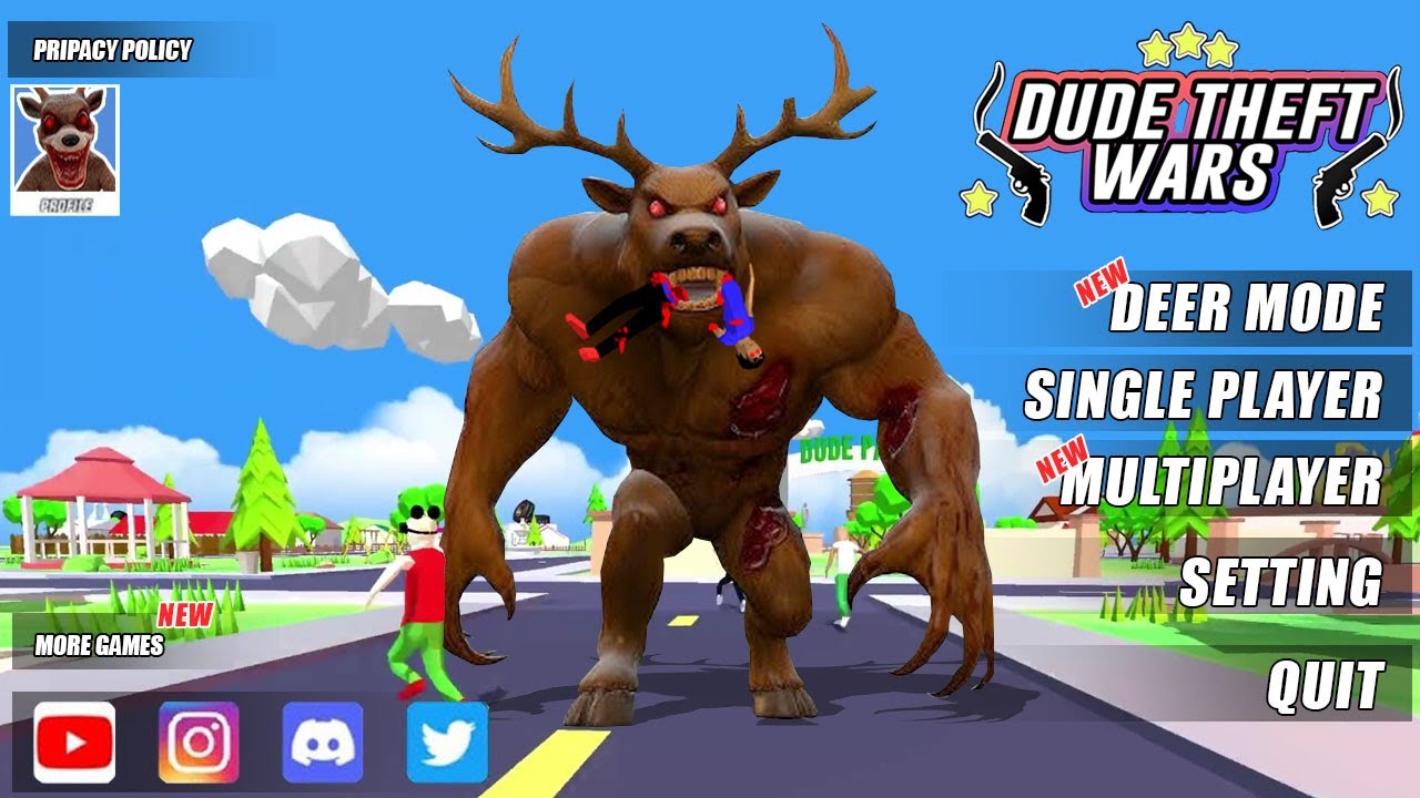 MONSTER DEER NGAMUK DI KOTA DUDE 🦌❗ ANIMASI DUDE THEFT WARS
