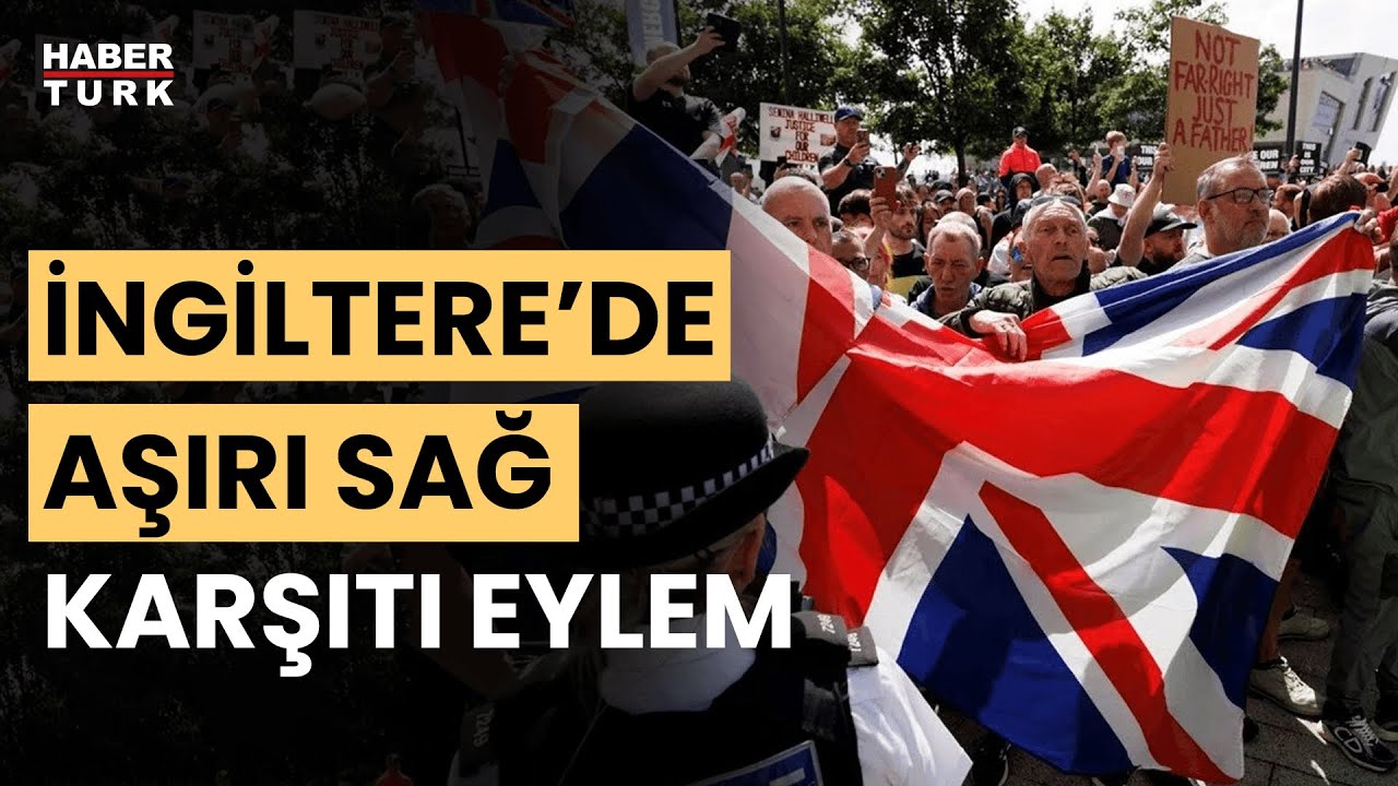 İngiltere'de aşırı sağcıların şiddet eylemlerine karşı binlerce kişi sokaklara çıktı