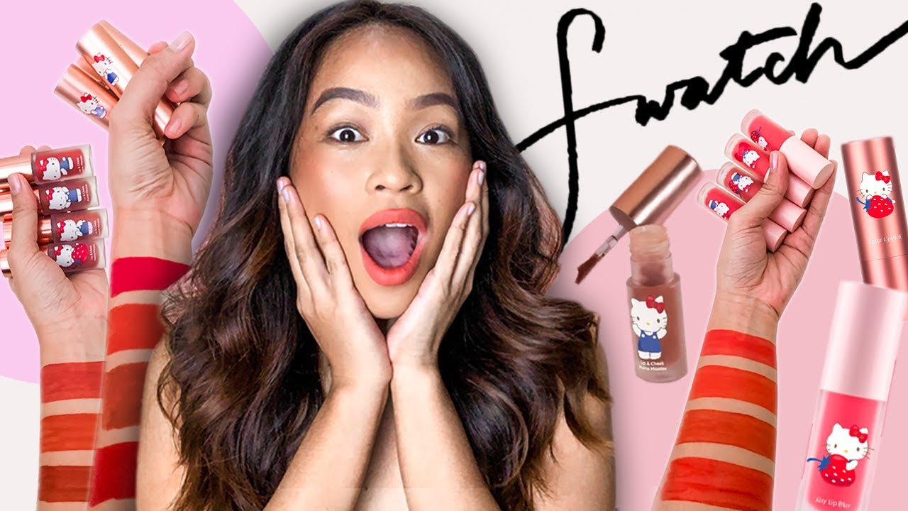 Swatch Party of HELLO KITTY Lippies from Cathy Doll! (NEW MAKEUP ALERT) | Booya