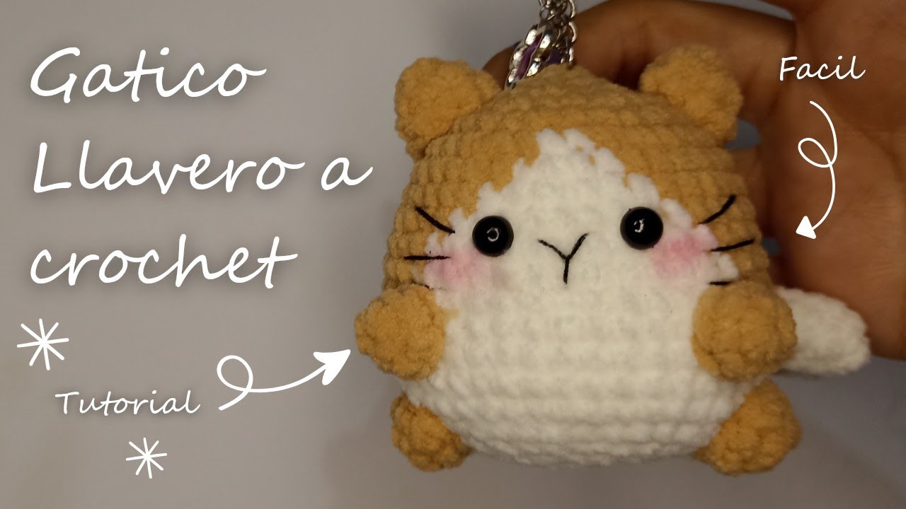 Tutorial de llavero de gato tejido a crochet | paso a paso